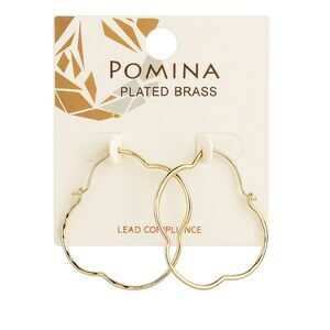Pomina Gold Tone Plated Brass Metal Hoop Dangle Fashion Earring Four Leaf Clover